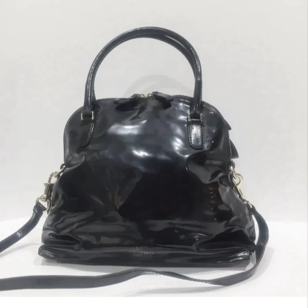 LAST MARKDOWN! Valentino Garavani Black Patent Leather Bow Satchel Bag